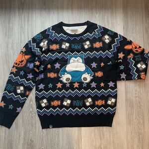 Pokemon Center Snorlax Halloween Ugly Sweater Adult M Black Knit